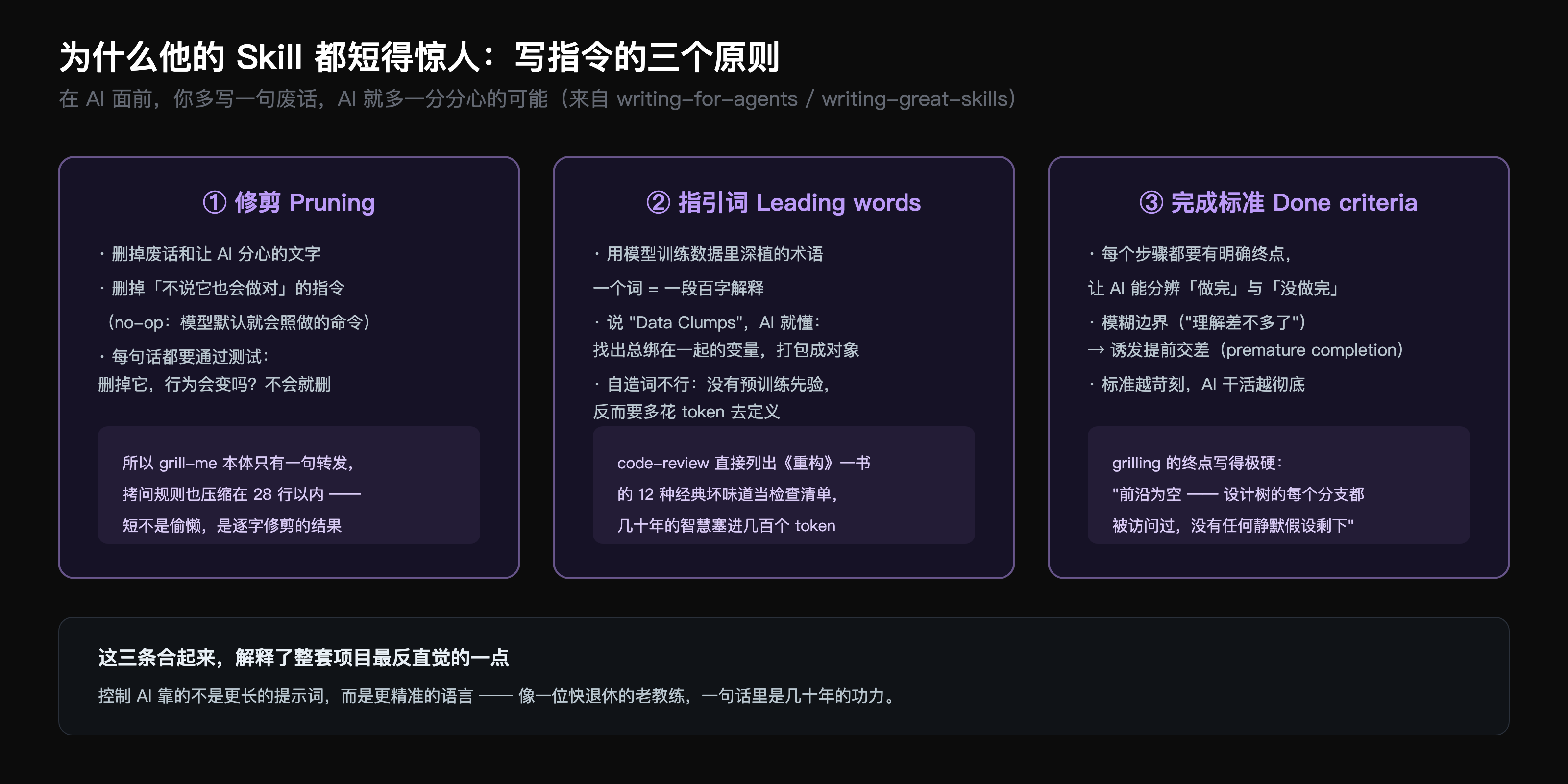 给 agent 写文档的三个原则：上下文指针、两种负载、信息层级